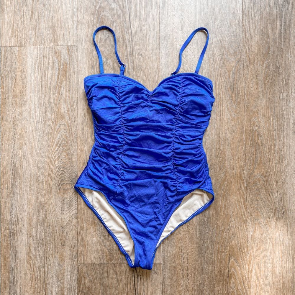 Allen B Blue Ruched Onepiece Swimsuit